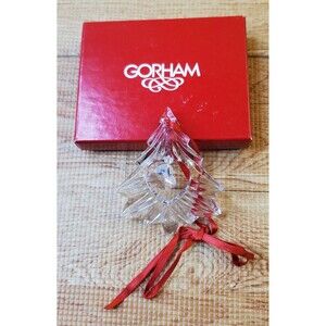 Gorham Holiday Tree Dangle Heart Crystal 2.5" Lenox Shop Christmas Ornament New